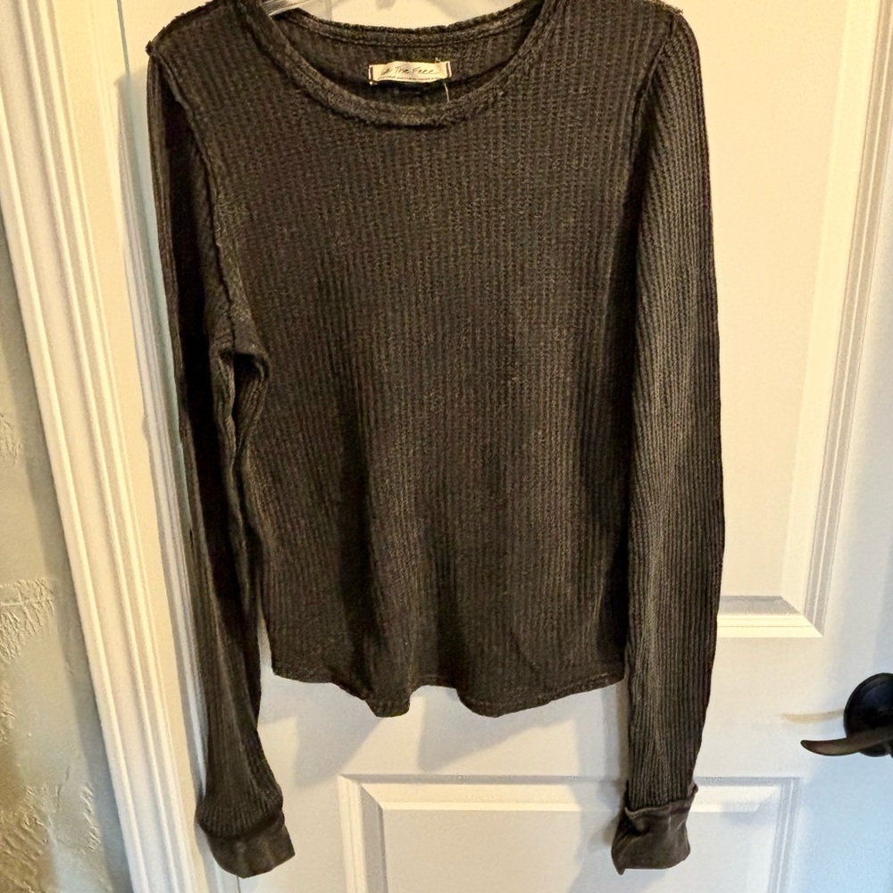Free People Women's Black Long Sleeve Top